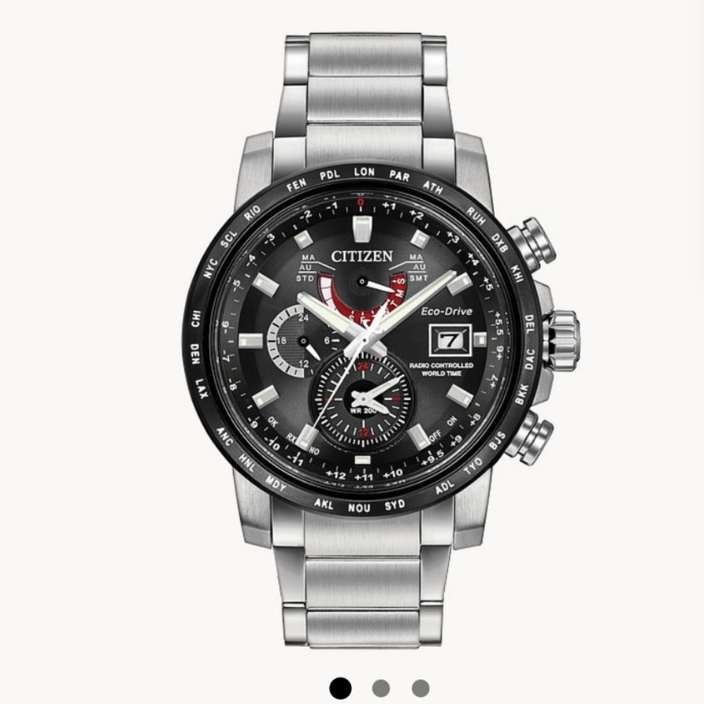 CITIZEN Eco Drive World Time AT 907158E H820 S103959 Solar power watch timepiece